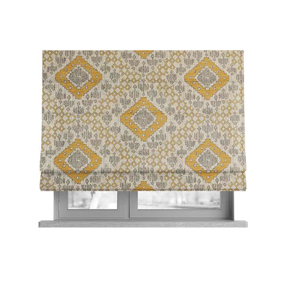 Atmosfera Quality Woven Geometric Inspired Pattern In Yellow Colour Fabric JO-574 - Roman Blinds