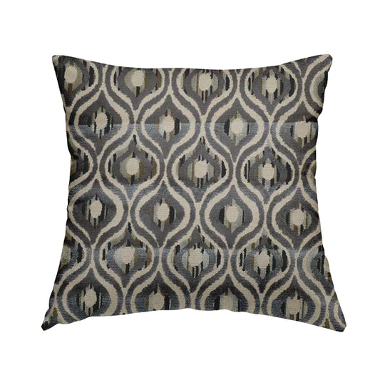 Ziani Modern Hourglass Geometric Pattern Velvet In Blue Colour JO-577 - Handmade Cushions