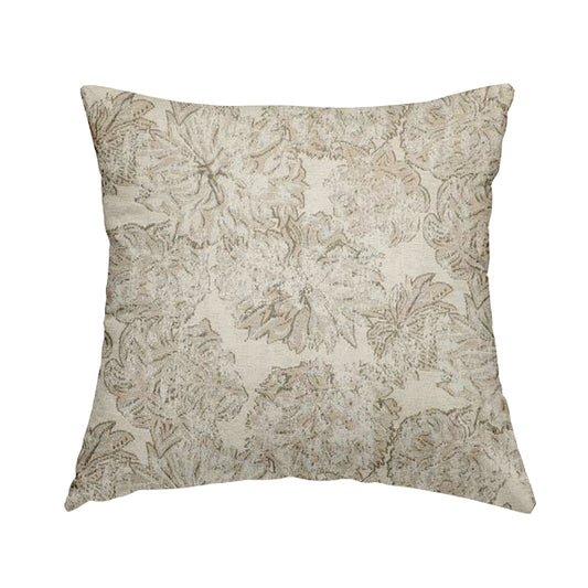 Atmosfera Quality Woven Floral Inspired Pattern In Beige Cream Colour Fabric JO-578 - Handmade Cushions