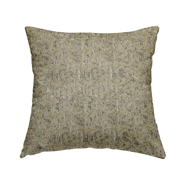 Beige Silver Grey Coloured Medallion Pattern Soft Chenille Upholstery Fabric JO-594 - Handmade Cushions
