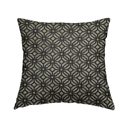 Lomasi Metallic Tones Fabric Silver Black Colour Geometric Small Medallion Pattern Furnishing Fabric JO-596 - Handmade Cushions
