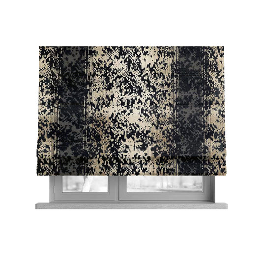 Ziani Designer Abstract Pattern Velvet Soft Pattern In Black Colour JO-600 - Roman Blinds