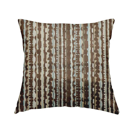 Ziani Modern Striped Geometric Pattern Velvet In Brown Colour JO-611 - Handmade Cushions