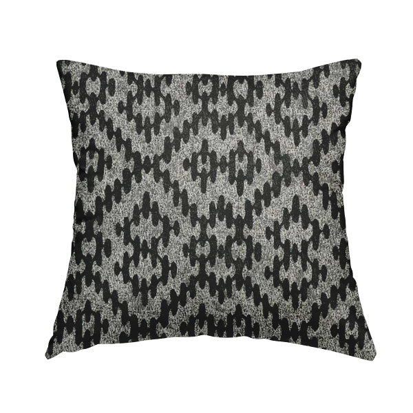 Lomasi Metallic Tones Fabric Black Silver Kilim Aztec Traditional Designer Furnishing Fabric JO-623 - Handmade Cushions