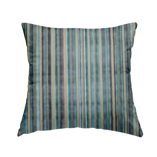 Ziani Modern Striped Pattern Velvet Blue Teals Colour JO-626 - Handmade Cushions
