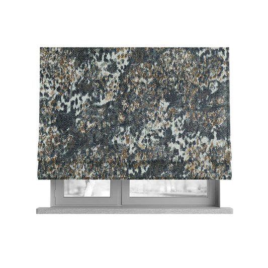 Abstract Camouflage Pattern Blue Colour Chenille Upholstery Fabric JO-629 - Roman Blinds