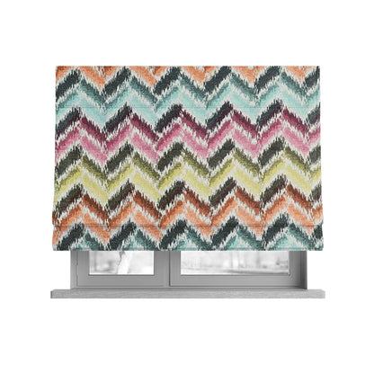 Carnival Living Fabric Collection Multi Colour Sharp Chevron Pattern Upholstery Curtains Fabric JO-634 - Roman Blinds