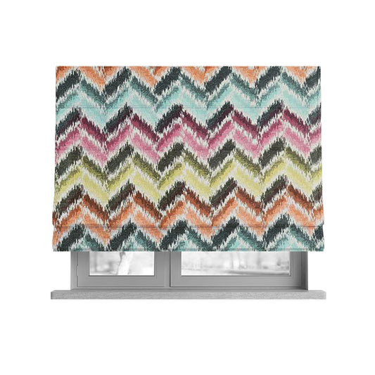 Carnival Living Fabric Collection Multi Colour Sharp Chevron Pattern Upholstery Curtains Fabric JO-634 - Roman Blinds