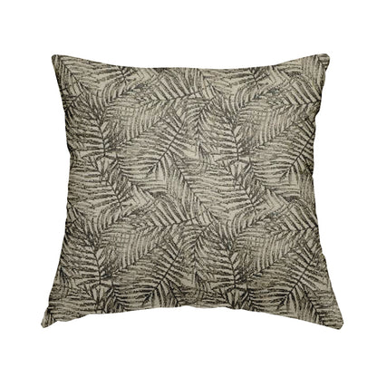 Fantasque All Over Jungle Leaf Inspired Pattern White Grey Brown Colour Chenille Fabric JO-638 - Handmade Cushions