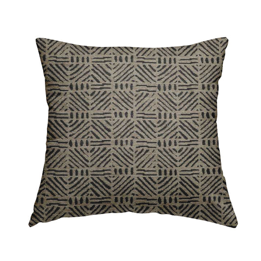Marlow Woven Designer Geometric Pattern In Brown Colour Upholstery Fabric JO-644 - Handmade Cushions