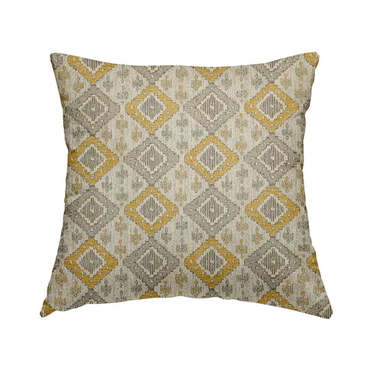 Atmosfera Quality Woven Geometric Inspired Pattern In Yellow Colour Fabric JO-655 - Handmade Cushions