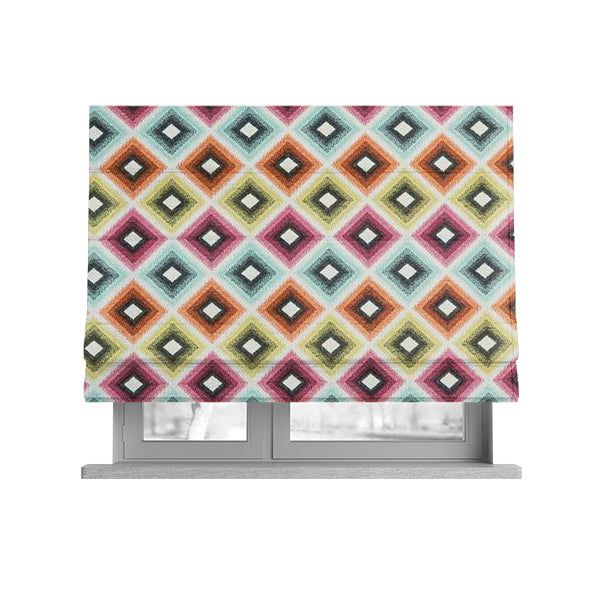 Carnival Living Fabric Collection Multi Colour Geometric Shaped Pattern Upholstery Curtains Fabric JO-659 - Roman Blinds