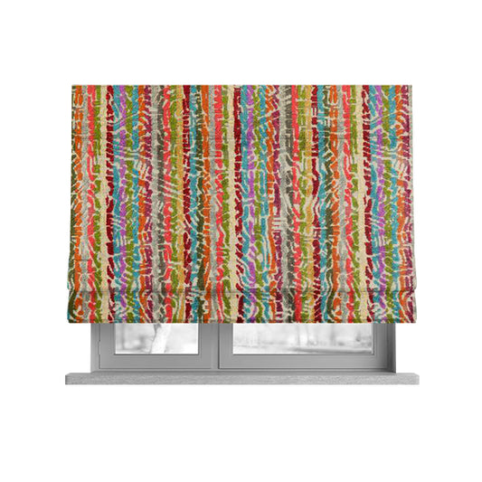 Amazilia Velvet Collection Multi Coloured Geometric Abstract Small Pattern Soft Velvet Upholstery Fabric JO-686 - Roman Blinds