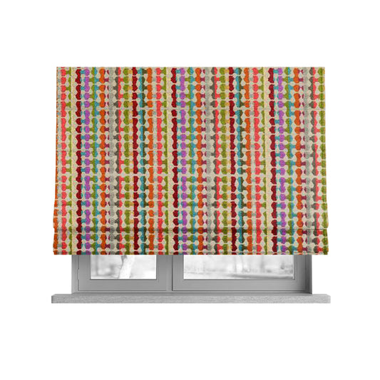 Amazilia Velvet Collection Multi Coloured Geometric Retro Pattern Soft Velvet Upholstery Fabric JO-688 - Roman Blinds