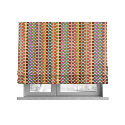 Amazilia Velvet Collection Multi Coloured Polka Dot Pattern Soft Velvet Upholstery Fabric JO-690 - Roman Blinds