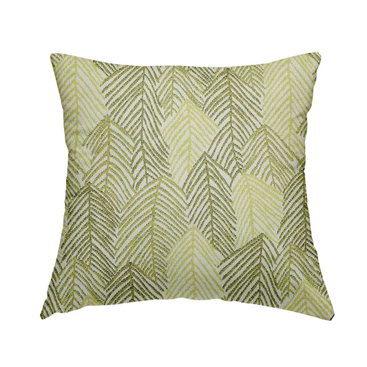 Piccadilly Collection Leaf Floral Pattern Woven Upholstery Green White Chenille Fabric JO-694 - Handmade Cushions