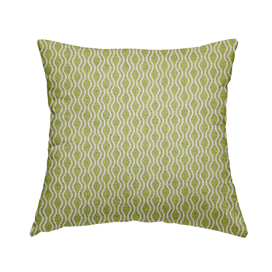 Piccadilly Collection Eclipse Pattern Woven Upholstery Green White Chenille Fabric JO-697 - Handmade Cushions