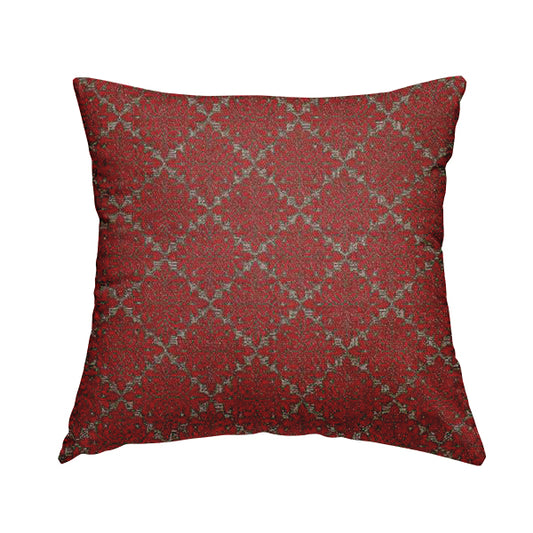 Renieri Fabric Collection Red Brown Small Medallion Inspired Pattern Chenille Upholstery Fabric JO-699 - Handmade Cushions
