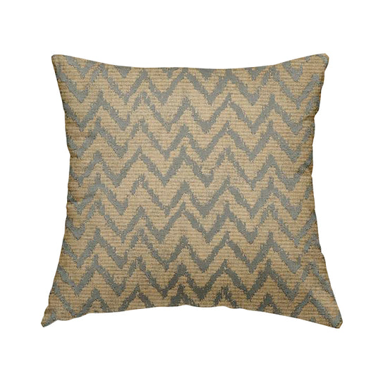 Azima Chevron Striped Pattern Brown Silver Shine Upholstery Fabric JO-700 - Handmade Cushions