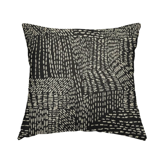 Semi Plain Pattern In Black Colour Chenille Upholstery Fabric JO-708 - Handmade Cushions