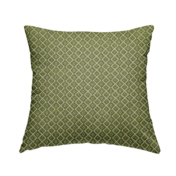 Small Diamond Geometric Pattern In Green Colour Chenille Upholstery Fabric JO-709 - Handmade Cushions