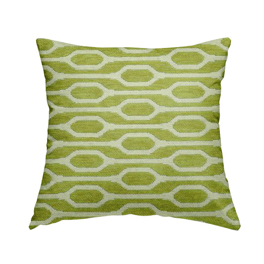 Eye Lid Geometric Pattern In Green Colour Soft Chenille Upholstery Fabric JO-712 - Handmade Cushions