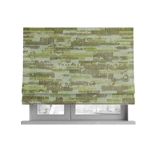 Modern Abstract Semi Plain Pattern In Green Colour Chenille Upholstery Fabric JO-713 - Roman Blinds