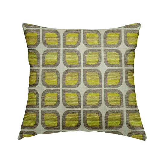 Modern Geometric Pattern In Grey Green Colour Chenille Upholstery Fabric JO-722 - Handmade Cushions