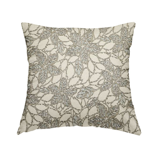 Outlined Floral Theme Pattern In Grey Colour Chenille Jacquard Furniture Fabric JO-741 - Handmade Cushions