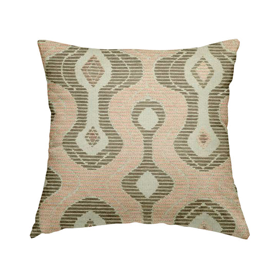 Geometric Large Pattern Pink Brown Chenille Upholstery Fabric JO-746 - Handmade Cushions