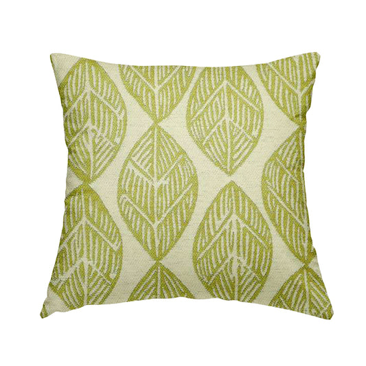 Cream Green Colour Uniformed Leaf Pattern Chenille Upholstery Fabric JO-755 - Handmade Cushions