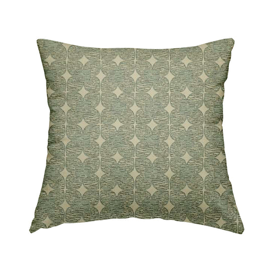 Four Clover Flower Geometric Pattern In Blue Colour Chenille Upholstery Fabric JO-770 - Handmade Cushions