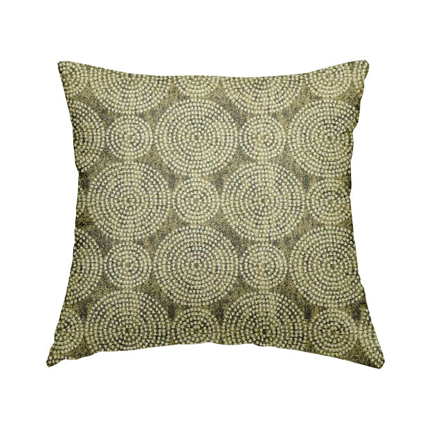 Gold Cream Colour Circular Pattern Chenille Upholstery Fabric JO-775 - Handmade Cushions