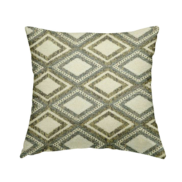 Gold Cream Colour Diamond Geometric Pattern Chenille Upholstery Fabric JO-776 - Handmade Cushions