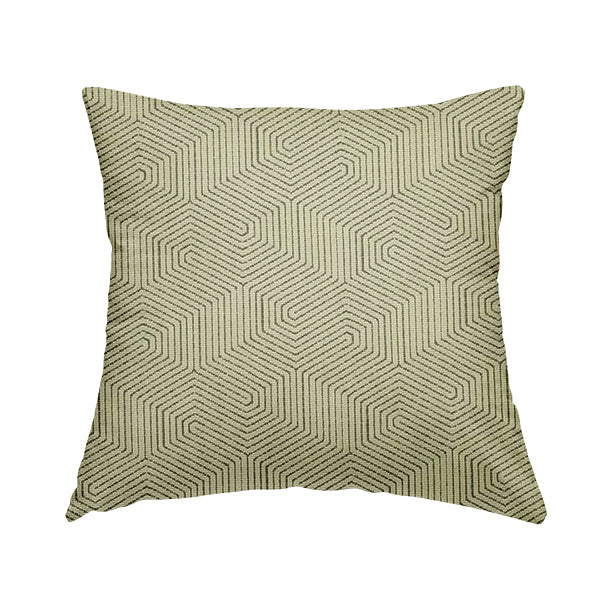 Geometric Maze Pattern In Cream Colour Chenille Jacquard Furniture Fabric JO-777 - Handmade Cushions