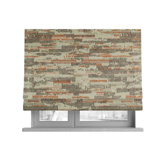 Abstract Pattern In Orange Grey Colour Chenille Upholstery Fabric JO-790 - Roman Blinds