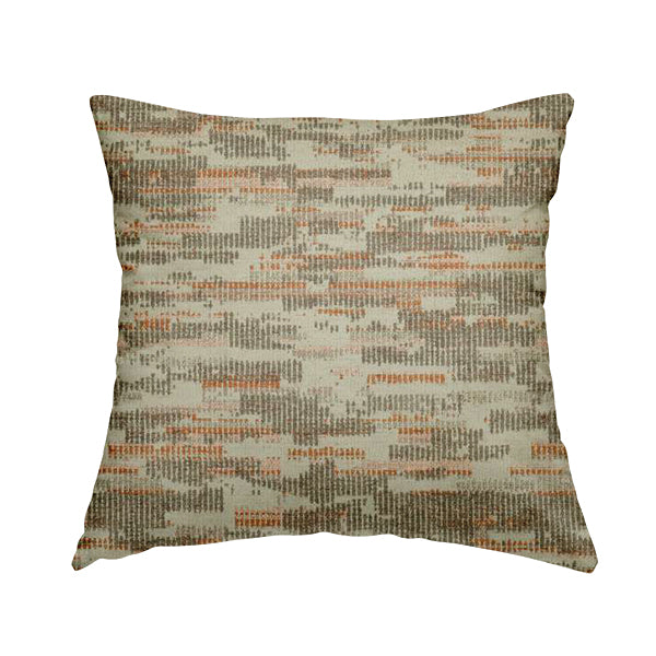 Abstract Pattern In Orange Grey Colour Chenille Upholstery Fabric JO-790 - Handmade Cushions