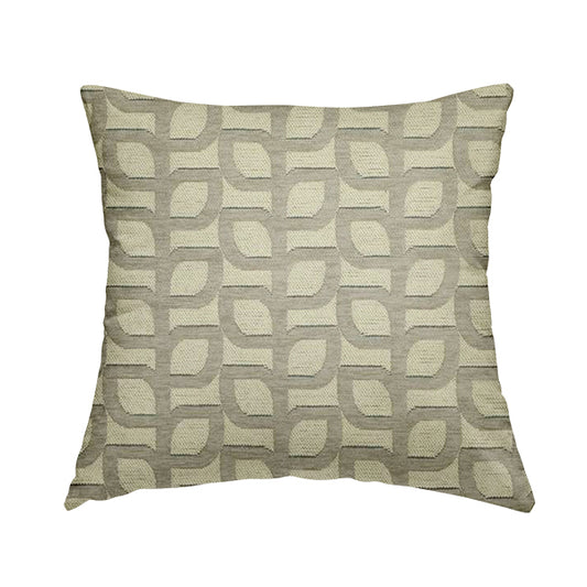 Grey Cream Colour Leaf Stem Floral Theme Pattern Chenille Upholstery Fabric JO-794 - Handmade Cushions