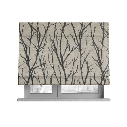 Abscission Tree Pattern In Grey Colour Chenille Jacquard Furniture Fabric JO-796 - Roman Blinds