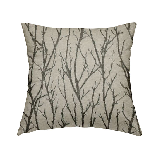 Abscission Tree Pattern In Grey Colour Chenille Jacquard Furniture Fabric JO-796 - Handmade Cushions