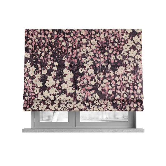 Garden Of Flowers In Abstract Pattern Purple Pink Pink Colour Chenille Fabric JO-798 - Roman Blinds