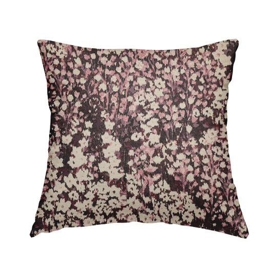Garden Of Flowers In Abstract Pattern Purple Pink Pink Colour Chenille Fabric JO-798 - Handmade Cushions