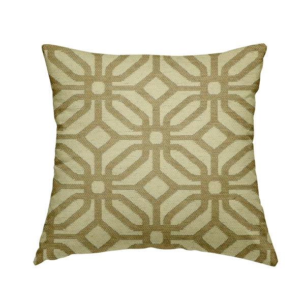 Brown Cream Colour Geometric Pattern Chenille Upholstery Fabric JO-815 - Handmade Cushions