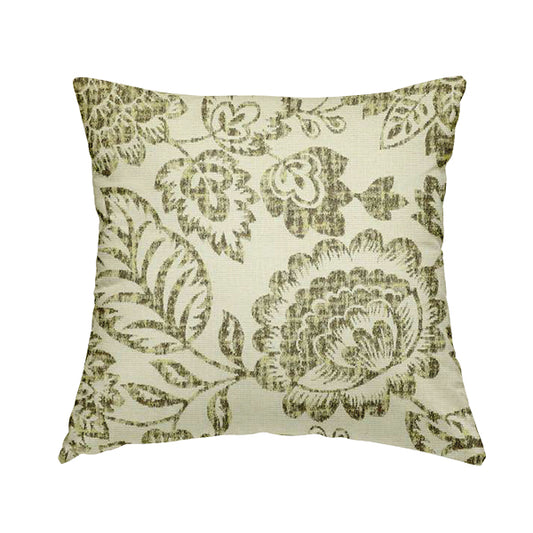 Floral Detailed Pattern In Green Colour Chenille Jacquard Furniture Fabric JO-817 - Handmade Cushions