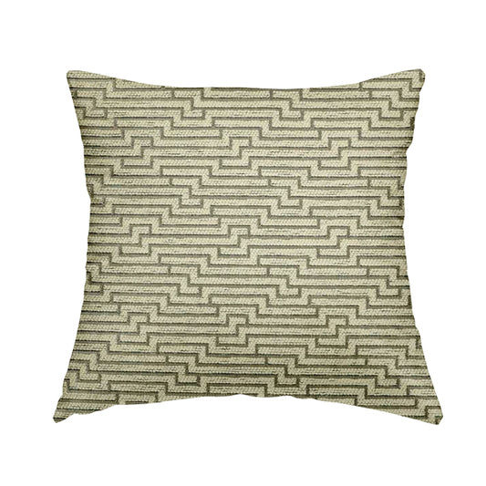 Cream Silver Shiny Striped 3D Geometric Pattern Soft Chenille Upholstery Fabric JO-821 - Handmade Cushions