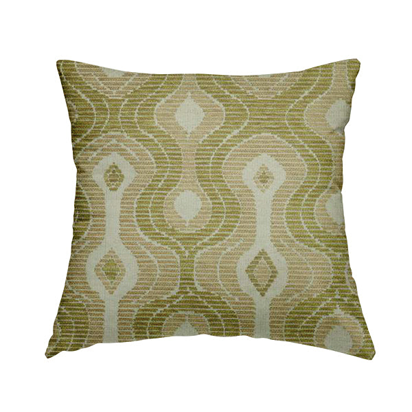 Geometric Pattern Green Colour Chenille Upholstery Fabric JO-827 - Handmade Cushions