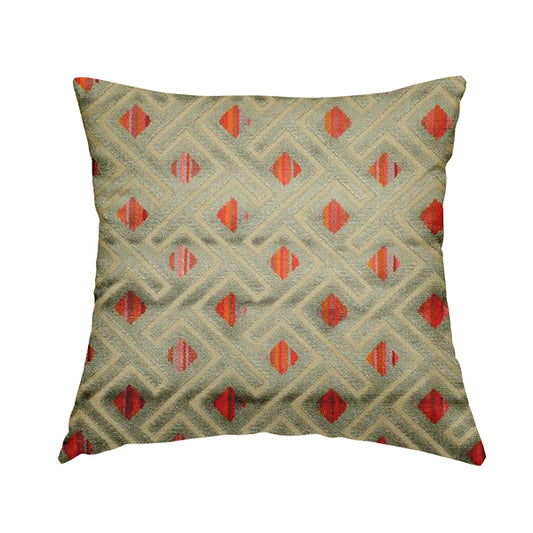 Grey Pink Red Hexagon Pattern Cut Velvet Upholstery Fabric JO-836 - Handmade Cushions