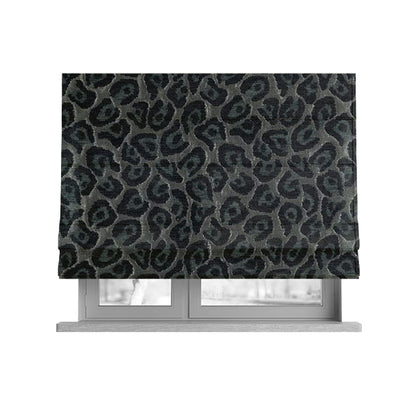 Geometric Abstract Pattern Grey Silver Colour Chenille Upholstery Fabric JO-840 - Roman Blinds