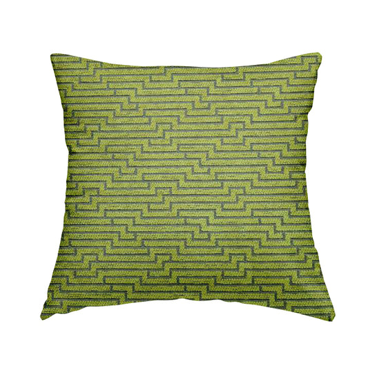 Green Silver Shiny Geometric Modern Pattern Soft Chenille Upholstery Fabric JO-846 - Handmade Cushions