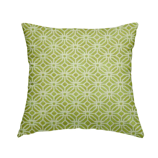 Green White Colour Square Medallion Patttern Chenille Upholstery Fabric JO-847 - Handmade Cushions